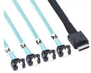 Deuninker OCuLink PCIe SAS SFF-8611 4i to SATA 7P 90 Degree Cable 12Gbps High Speed Server Hard Drive Connection, 32AWG Low-Loss Wire (1M) Deuninker OCuLink PCIe SAS SFF-8611 4i to SATA 7P 90 Degree Cable 12Gbps High Speed Server Hard Drive Connection, 32AWG Low-Loss Wire (1M)