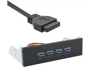 Deuninker USB 3.0 HUB 4 Ports Front Panel to Motherboard 20Pin Adapter with SATA Power Cable for 5.25" CD-ROM Bay Deuninker USB 3.0 HUB 4 Ports Front Panel to Motherboard 20Pin Adapter with SATA Power Cable for 5.25" CD-ROM Bay
