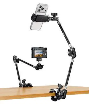 Deuninker CO78 22" Magic Arm with Super Clamp Desk C Clamp, 1kg Load Articulating Arm, Overhead Phone Mount Holder for Compact Camera, Action Camera, Small Video Light, Cell Phone,Monitors Deuninker CO78 22" Magic Arm with Super Clamp Desk C Clamp, 1kg Load Articulating Arm, Overhead Phone Mount Holder for Compact Camera, Action Camera, Small Video Light, Cell Phone,Monitors