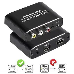 to RCA Converter, 1080P to AV 3RCA CVBs Composite Video 3.5mm Aux Audio Adapter Supports PAL/NTSC for TV Stick, PS3, PC, Laptop, Xbox, HDTV, DVD (Black,Aluminum Alloy Material) to RCA Converter, 1080P to AV 3RCA CVBs Composite Video 3.5mm Aux Audio Adapter Supports PAL/NTSC for TV Stick, PS3, PC, Laptop, Xbox, HDTV, DVD (Black,Aluminum Alloy Material)