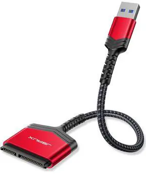 SATA to USB A Cable, USB A 3.0 to 2.5 SATA III Hard Drive Adapter Aluminum Shell Nylon Cord External Converter for SSD/HDD Data Transfer-Red SATA to USB A Cable, USB A 3.0 to 2.5 SATA III Hard Drive Adapter Aluminum Shell Nylon Cord External Converter for SSD/HDD Data Transfer-Red