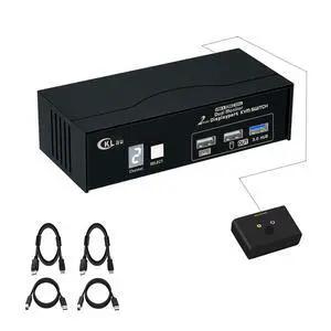 CKLau 8K30Hz 4K144Hz Dual Monitor KVM Switch Displayport 1.4, 2 Port USB 3.0 DP KVM Switch 2 Monitors 2 Computers with Cables, Digital Display CKLau 8K30Hz 4K144Hz Dual Monitor KVM Switch Displayport 1.4, 2 Port USB 3.0 DP KVM Switch 2 Monitors 2 Computers with Cables, Digital Display