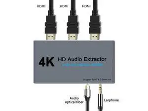 HDMI Audio Extractor with HD Splitter 4K@60HZ 1 in 2 out With Optical SPDIF Digital Audio and 3.5mm Audio Output for Apple TV and Various Blu Ray Players HDMI Audio Extractor with HD Splitter 4K@60HZ 1 in 2 out With Optical SPDIF Digital Audio and 3.5mm Audio Output for Apple TV and Various Blu Ray Players