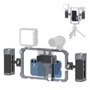 Deuninker Universal Phone Video Rig Kit with Handles, Aluminum Handheld Stabilizer Phone Video Filmmaking Grip for Video Maker Videographer with Cold Shoe for iPhone 16 15 14 13 Mini Pro Max 8 Plus Deuninker Universal Phone Video Rig Kit with Handles, Aluminum Handheld Stabilizer Phone Video Filmmaking Grip for Video Maker Videographer with Cold Shoe for iPhone 16 15 14 13 Mini Pro Max 8 Plus