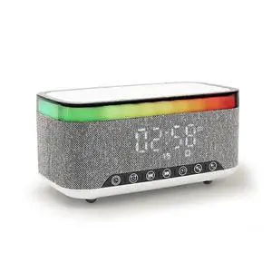 Deuninker Gray Wireless Charging Lamp with RGB Night Light, Bluetooth Speaker & Digital Alarm Clock, 15W Fast Charging Deuninker Gray Wireless Charging Lamp with RGB Night Light, Bluetooth Speaker & Digital Alarm Clock, 15W Fast Charging
