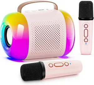 Deuninker Kids Karaoke Machine with 2 Wireless Mics, Bluetooth Speaker & LED Lights - Pink Portable Singing Toy for Ages 3-11+ Deuninker Kids Karaoke Machine with 2 Wireless Mics, Bluetooth Speaker & LED Lights - Pink Portable Singing Toy for Ages 3-11+