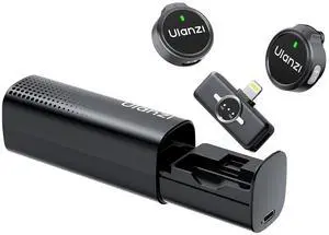 DeuninkerA21 Drawer Wireless Microphone for iPhone 14/13/12/11(2TX + Lightning RX), Mini Lapel Mic with 32khz 24bit, AI Noise Reduction, Ultralight Button TX, 36H Battery for Video Recording, Streamin DeuninkerA21 Drawer Wireless Microphone for iPhone 14/13/12/11(2TX + Lightning RX), Mini Lapel Mic with 32khz 24bit, AI Noise Reduction, Ultralight Button TX, 36H Battery for Video Recording, Streamin