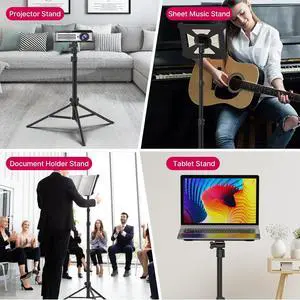 Deuninker Projector Tripod Stand, LT01 Foldable Laptop Tripod Music Stand Multifunctional DJ Racks 360° Horizontally Adjustment 23.6" to 59" for Computer Book Music Notes Sound Media DJ Equipment Deuninker Projector Tripod Stand, LT01 Foldable Laptop Tripod Music Stand Multifunctional DJ Racks 360° Horizontally Adjustment 23.6" to 59" for Computer Book Music Notes Sound Media DJ Equipment