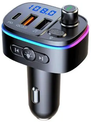 Physowell Bluetooth 5.0 FM Transmitter for Car, QC3.0+Type-C PD 20W Car Charger, Wireless FM Radio Bass Sound Music Player, Car Kit with Hands-Free Calls, Support U Disk,7 Colors LED Backlit Physowell Bluetooth 5.0 FM Transmitter for Car, QC3.0+Type-C PD 20W Car Charger, Wireless FM Radio Bass Sound Music Player, Car Kit with Hands-Free Calls, Support U Disk,7 Colors LED Backlit