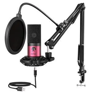 Deuninker Podcast Microphone Kit-USB PC Computer Recording Microphone, Condenser Mic Set for Streaming, Gaming, Voice-Over, Meeting, with Arm Stand, Shock Mount, Pop Filter-T669 Rose Red Deuninker Podcast Microphone Kit-USB PC Computer Recording Microphone, Condenser Mic Set for Streaming, Gaming, Voice-Over, Meeting, with Arm Stand, Shock Mount, Pop Filter-T669 Rose Red