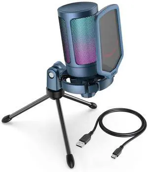 Deuninker Gaming Streaming USB PC Microphone for Mac OS/Windows, AmpliGame Condenser Cardioid Mic with RGB for Video Vocal Recording Twitch Discord, Gamer Computer Mic-Blue Deuninker Gaming Streaming USB PC Microphone for Mac OS/Windows, AmpliGame Condenser Cardioid Mic with RGB for Video Vocal Recording Twitch Discord, Gamer Computer Mic-Blue