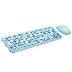 Mofii 666 Keyboard Mouse Combo Wireless 2.4G Mixed Color 110 Key Keyboard Mouse Set with Round Punk Keycaps for Girl Black Blue Mofii 666 Keyboard Mouse Combo Wireless 2.4G Mixed Color 110 Key Keyboard Mouse Set with Round Punk Keycaps for Girl Black Blue