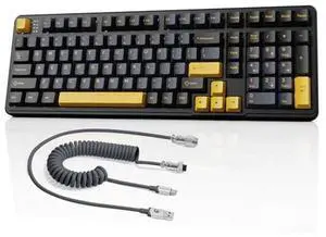 MAMBASNAKE Attack Shark X98 Wireless Mechanical Keyboard,Gasket Hot Swappable Custom Keyboard,Bluetooth 5.0/2.4G/Wired,Linear Blueberry Switches, PBT Keycaps RGB Backlit with Coiled Cable-Black MAMBASNAKE Attack Shark X98 Wireless Mechanical Keyboard,Gasket Hot Swappable Custom Keyboard,Bluetooth 5.0/2.4G/Wired,Linear Blueberry Switches, PBT Keycaps RGB Backlit with Coiled Cable-Black