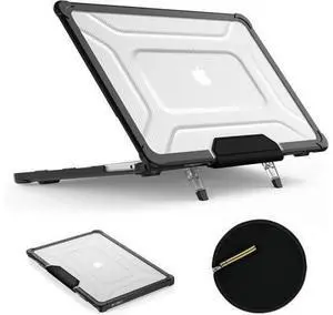 Deuninker Case for MacBook Pro 14 inch, Shock-Absorbing Protection with Folding Stand &Mouse Pad Case for MacBook Pro 14 inch, HardBlack Deuninker Case for MacBook Pro 14 inch, Shock-Absorbing Protection with Folding Stand &Mouse Pad Case for MacBook Pro 14 inch, HardBlack
