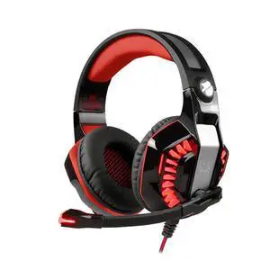 KOTION EACH G2000 High Quality 50mm Drive Wired Game Headset with Microphone for PC PC Headphones Stereo Bass LED Light and Noise Isolation - Black/Red KOTION EACH G2000 High Quality 50mm Drive Wired Game Headset with Microphone for PC PC Headphones Stereo Bass LED Light and Noise Isolation - Black/Red