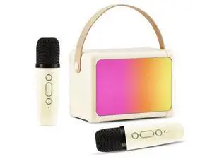 Ecocleanpath Beige Kids Karaoke Machine with 2 Wireless Mics, Bluetooth Speaker & Colorful Lights for Family Fun Ecocleanpath Beige Kids Karaoke Machine with 2 Wireless Mics, Bluetooth Speaker & Colorful Lights for Family Fun