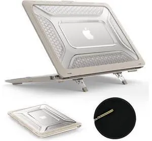 Deuninker Case for MacBook Pro 14 inch, Shock-Absorbing Protection with Folding Stand &Mouse Pad Case for MacBook Pro 14 inch, Beige Deuninker Case for MacBook Pro 14 inch, Shock-Absorbing Protection with Folding Stand &Mouse Pad Case for MacBook Pro 14 inch, Beige