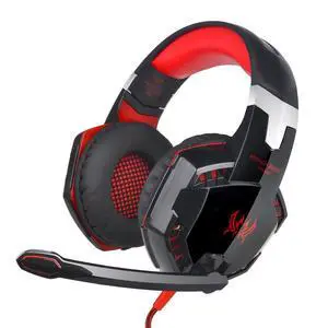 KOTION EACH G2000 High Quality 50mm Drive Wired Game Headset with Microphone for PC PC Headphones Stereo Bass LED Light and Noise Isolation - Black/Red KOTION EACH G2000 High Quality 50mm Drive Wired Game Headset with Microphone for PC PC Headphones Stereo Bass LED Light and Noise Isolation - Black/Red
