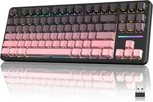 ATTACK SHARK X87 Wireless Keyboard, 75% Gasket Hot Swappable Custom Mechanical Keyboard, Tri-Mode 2.4G/USB-C/BT5.0 RGB Backlit Gaming Keyboard for Win/Mac/PC, 4000mAh Battery, PBT Keycaps(Pink Black) ATTACK SHARK X87 Wireless Keyboard, 75% Gasket Hot Swappable Custom Mechanical Keyboard, Tri-Mode 2.4G/USB-C/BT5.0 RGB Backlit Gaming Keyboard for Win/Mac/PC, 4000mAh Battery, PBT Keycaps(Pink Black)