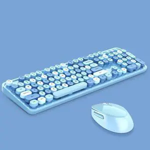 Mofii Sweet Wireless Keyboard And Mouse Set Girls Punk Keyboard Office Set, Colour: Blue Mixed Mofii Sweet Wireless Keyboard And Mouse Set Girls Punk Keyboard Office Set, Colour: Blue Mixed