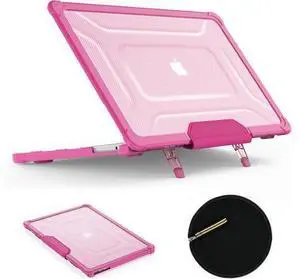 Deuninker Case for MacBook Air 15 inch, Shock-Absorbing Protection with Folding Stand &Mouse Pad Case for MacBook Air 15 inch, Pink Deuninker Case for MacBook Air 15 inch, Shock-Absorbing Protection with Folding Stand &Mouse Pad Case for MacBook Air 15 inch, Pink