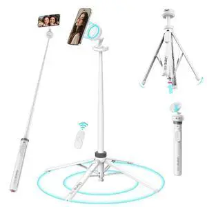 Deuninker MT85 Magnetic Phone Tripod for iPhone 60" Extendable & Automatic Selfie Stick with Remote, Portable iPhone Tripod Stand for Video Recording, Live Stream, Vlog, White Deuninker MT85 Magnetic Phone Tripod for iPhone 60" Extendable & Automatic Selfie Stick with Remote, Portable iPhone Tripod Stand for Video Recording, Live Stream, Vlog, White