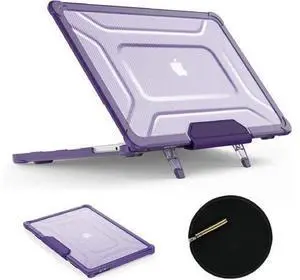 Deuninker Case for MacBook Pro 16 inch, Shock-Absorbing Protection with Folding Stand &Mouse Pad Case for MacBook Pro 16 inch, Purple Deuninker Case for MacBook Pro 16 inch, Shock-Absorbing Protection with Folding Stand &Mouse Pad Case for MacBook Pro 16 inch, Purple