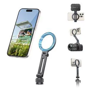 Deuninker Ungraded Magnetic Phone Tripod Mount for MagSafe, Aluminum Camera Phone Holder with 1/4" Screw & Cold Shoe,Carabiner Design, Compatible with iPhone 17/16/15/14/13/12 Series Deuninker Ungraded Magnetic Phone Tripod Mount for MagSafe, Aluminum Camera Phone Holder with 1/4" Screw & Cold Shoe,Carabiner Design, Compatible with iPhone 17/16/15/14/13/12 Series