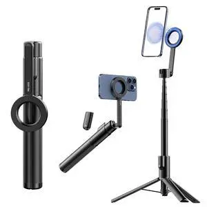 Deuninker 54'' Magnetic Selfie Stick Tripod Pro, All-in-One Phone Tripod w Magnetic Phone Holder & Detachable Wireless Remote, C/W Magsafe, for iPhone 16 15 14 13 12 Series & Android Phones (Black) Deuninker 54'' Magnetic Selfie Stick Tripod Pro, All-in-One Phone Tripod w Magnetic Phone Holder & Detachable Wireless Remote, C/W Magsafe, for iPhone 16 15 14 13 12 Series & Android Phones (Black)
