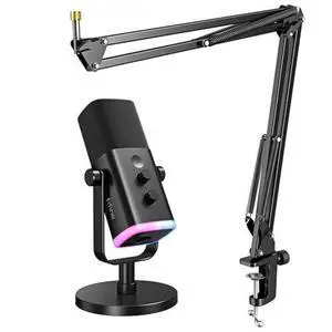 Deuninker Dynamic Gaming Mic and Microphone Arm Stand Kit, PC Computer Streaming Mic with RGB Light, Mute Button, Suspension Boom Scissor Mic Stand Bundle for Recording, Podcast, Voice-Over (AM8+CS1) Deuninker Dynamic Gaming Mic and Microphone Arm Stand Kit, PC Computer Streaming Mic with RGB Light, Mute Button, Suspension Boom Scissor Mic Stand Bundle for Recording, Podcast, Voice-Over (AM8+CS1)