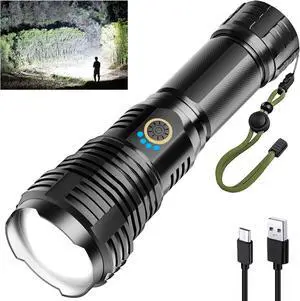 Rechargeable Flashlights 990000 High Lumens High Power Led Flashlight XHP70.2 Powerful Tactical Flashlight with Zoomable 5 Modes IPX7 Waterproof Flashlight for Camping Hiking Emergencies Rechargeable Flashlights 990000 High Lumens High Power Led Flashlight XHP70.2 Powerful Tactical Flashlight with Zoomable 5 Modes IPX7 Waterproof Flashlight for Camping Hiking Emergencies