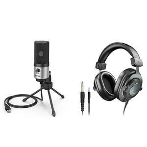 Deuninker Voice Over Microphone and Studio Monitor Headphones, USB Computer Microphone,Wired Headphones 3.5mm/6.35mm on PC/Mixer for Streaming Zoom Video Meeting Podcast Monitoring (K669S+H8) Deuninker Voice Over Microphone and Studio Monitor Headphones, USB Computer Microphone,Wired Headphones 3.5mm/6.35mm on PC/Mixer for Streaming Zoom Video Meeting Podcast Monitoring (K669S+H8)