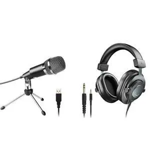 Deuninker USB Microphone and Over Ear Headphones, Condenser Home Studio Computer Microphone, Monitor Headphones Wired for Recording Streaming Podcast YouTube Skype Games (K668+H8) Deuninker USB Microphone and Over Ear Headphones, Condenser Home Studio Computer Microphone, Monitor Headphones Wired for Recording Streaming Podcast YouTube Skype Games (K668+H8)