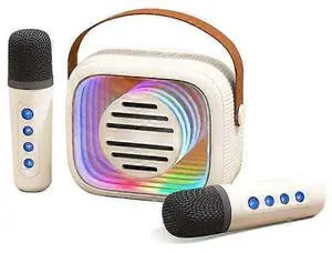 Ecocleanpath YF93 Kids Karaoke Machine with 2 Mics, Bluetooth Speaker, Color Lights & 1200mAh Battery - Beige Ecocleanpath YF93 Kids Karaoke Machine with 2 Mics, Bluetooth Speaker, Color Lights & 1200mAh Battery - Beige
