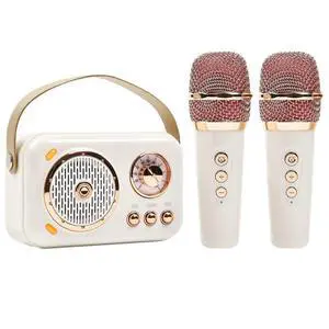Ecocleanpath Retro Bluetooth Karaoke Speaker with 2 Mics, Portable Home Party Machine for Kids & Adults (Beige) Ecocleanpath Retro Bluetooth Karaoke Speaker with 2 Mics, Portable Home Party Machine for Kids & Adults (Beige)
