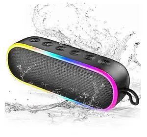 Ecocleanpath 20W IPX7 Waterproof Bluetooth Shower Speaker with Extra Bass & Dynamic Lights, Black Ecocleanpath 20W IPX7 Waterproof Bluetooth Shower Speaker with Extra Bass & Dynamic Lights, Black