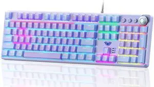 AULA F2088 Pro Keyboard, 108 Keys Purple Mechanical Keyboard with RGB Rainbow Backlit, Removable Upper Cover, Aesthetic Media Knob Red Switches Programmable Keys USB Wired Keyboards for MAC PC Gamer AULA F2088 Pro Keyboard, 108 Keys Purple Mechanical Keyboard with RGB Rainbow Backlit, Removable Upper Cover, Aesthetic Media Knob Red Switches Programmable Keys USB Wired Keyboards for MAC PC Gamer