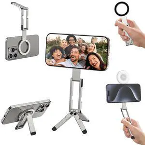Deuninker MA60 Magnetic Phone Tripod Stand for iPhone 17 16 15 14 13 12 - Ultra Thin 0.8cm Foldable Aluminum Mini Tripod, Strong N52 Magnet Quick Mount, Pocket Cell Phone Stand, Silver Deuninker MA60 Magnetic Phone Tripod Stand for iPhone 17 16 15 14 13 12 - Ultra Thin 0.8cm Foldable Aluminum Mini Tripod, Strong N52 Magnet Quick Mount, Pocket Cell Phone Stand, Silver