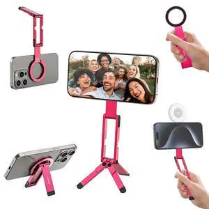 Deuninker MA60 Magnetic Phone Tripod Stand for iPhone 17 16 15 14 13 12 - Ultra Thin 0.8cm Foldable Aluminum Mini Tripod, Strong N52 Magnet Quick Mount, Pocket Cell Phone Stand, Red Deuninker MA60 Magnetic Phone Tripod Stand for iPhone 17 16 15 14 13 12 - Ultra Thin 0.8cm Foldable Aluminum Mini Tripod, Strong N52 Magnet Quick Mount, Pocket Cell Phone Stand, Red