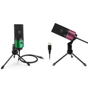 Deuninker Recording Microphone and Pink Podcast Mic, USB PC Computer Microphone with Gain Control for Streaming,Gaming, Broadcast, Voice Over,YouTube Video, Home Studio-Green/Pink (K669G+K669) Deuninker Recording Microphone and Pink Podcast Mic, USB PC Computer Microphone with Gain Control for Streaming,Gaming, Broadcast, Voice Over,YouTube Video, Home Studio-Green/Pink (K669G+K669)
