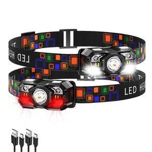 Deuninker 2 Pack Rechargeable LED Headlamp with Motion Sensor, 10 Modes & 300 Lumen for Outdoor Camping, Hiking, Running Deuninker 2 Pack Rechargeable LED Headlamp with Motion Sensor, 10 Modes & 300 Lumen for Outdoor Camping, Hiking, Running