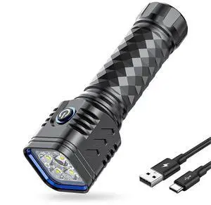 Deuninker Super Bright 4-LED Rechargeable Flashlight, IP65 Waterproof Tactical Light (Black) Deuninker Super Bright 4-LED Rechargeable Flashlight, IP65 Waterproof Tactical Light (Black)