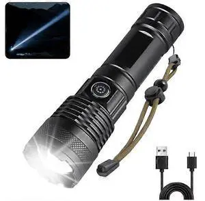 Deuninker 250,000 Lumens Super Bright Tactical Flashlight, Rechargeable Zoomable LED Light for Camping & Emergencies Deuninker 250,000 Lumens Super Bright Tactical Flashlight, Rechargeable Zoomable LED Light for Camping & Emergencies