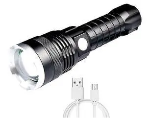 Deuninker 30000 Lumens Rechargeable LED Flashlight, 5 Modes Zoomable Waterproof Tactical Torch for Camping & Emergency (Black) Deuninker 30000 Lumens Rechargeable LED Flashlight, 5 Modes Zoomable Waterproof Tactical Torch for Camping & Emergency (Black)