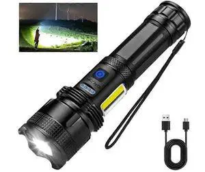 Deuninker 1000 Lumen Rechargeable LED Flashlight, 7 Modes USB Fast Charging, Waterproof Aluminum Flashlight (Black) Deuninker 1000 Lumen Rechargeable LED Flashlight, 7 Modes USB Fast Charging, Waterproof Aluminum Flashlight (Black)