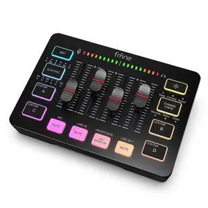 Gaming Audio Mixer, Streaming RGB PC Mixer with XLR Microphone Interface, Individual Control, Volume Fader, Mute Button, 48V Phantom Power, for Podcast/Recording/Vocal/Game Voice-AmpliGame SC Gaming Audio Mixer, Streaming RGB PC Mixer with XLR Microphone Interface, Individual Control, Volume Fader, Mute Button, 48V Phantom Power, for Podcast/Recording/Vocal/Game Voice-AmpliGame SC