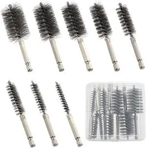 MAXMAN Stainless Steel Bore Brush, 8pcs Wire Brush for Drill, Durable Metal Bristles Twisted, 8 Size Set Multiple Diameter Options, 1/4 Inch Hex Shank, for Power Drill Impact Driver & Tube Cleaning MAXMAN Stainless Steel Bore Brush, 8pcs Wire Brush for Drill, Durable Metal Bristles Twisted, 8 Size Set Multiple Diameter Options, 1/4 Inch Hex Shank, for Power Drill Impact Driver & Tube Cleaning