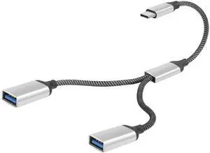 WRIARICH 20CM USB-C OTG Y Splitter Cable, USB 3.0 Type C Male to Dual USB A Female 1-to-2 Multiport Converter for Car, Laptop & PC WRIARICH 20CM USB-C OTG Y Splitter Cable, USB 3.0 Type C Male to Dual USB A Female 1-to-2 Multiport Converter for Car, Laptop & PC