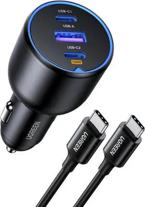 Vszerda 130W Dual USB C Car Charger Adapter, PD 100W+30W Fast Charging Car Charger for iPhone 17/16/15 Series, Galaxy S24 Ultra, iPad, MacBook Vszerda 130W Dual USB C Car Charger Adapter, PD 100W+30W Fast Charging Car Charger for iPhone 17/16/15 Series, Galaxy S24 Ultra, iPad, MacBook