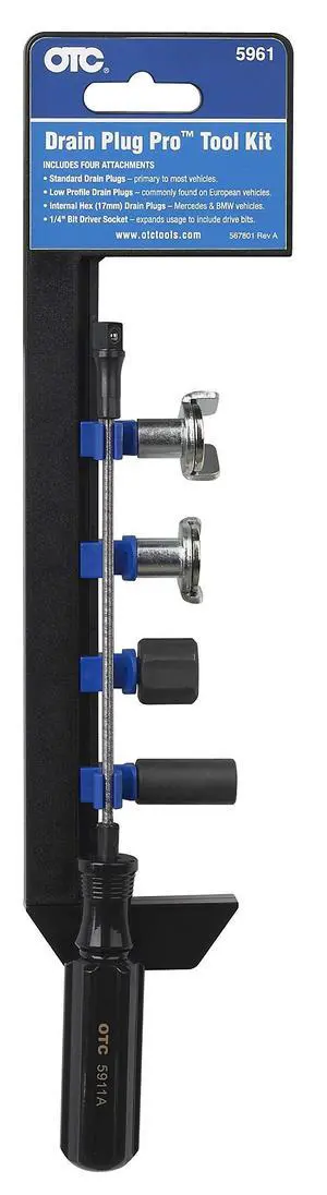 OTC 5961 Drain Plug Pro Tool Kit - Includes Attachments for Standard, Low-Profile, and Internal Hex Drain Plugs (17mm) OTC 5961 Drain Plug Pro Tool Kit - Includes Attachments for Standard, Low-Profile, and Internal Hex Drain Plugs (17mm)